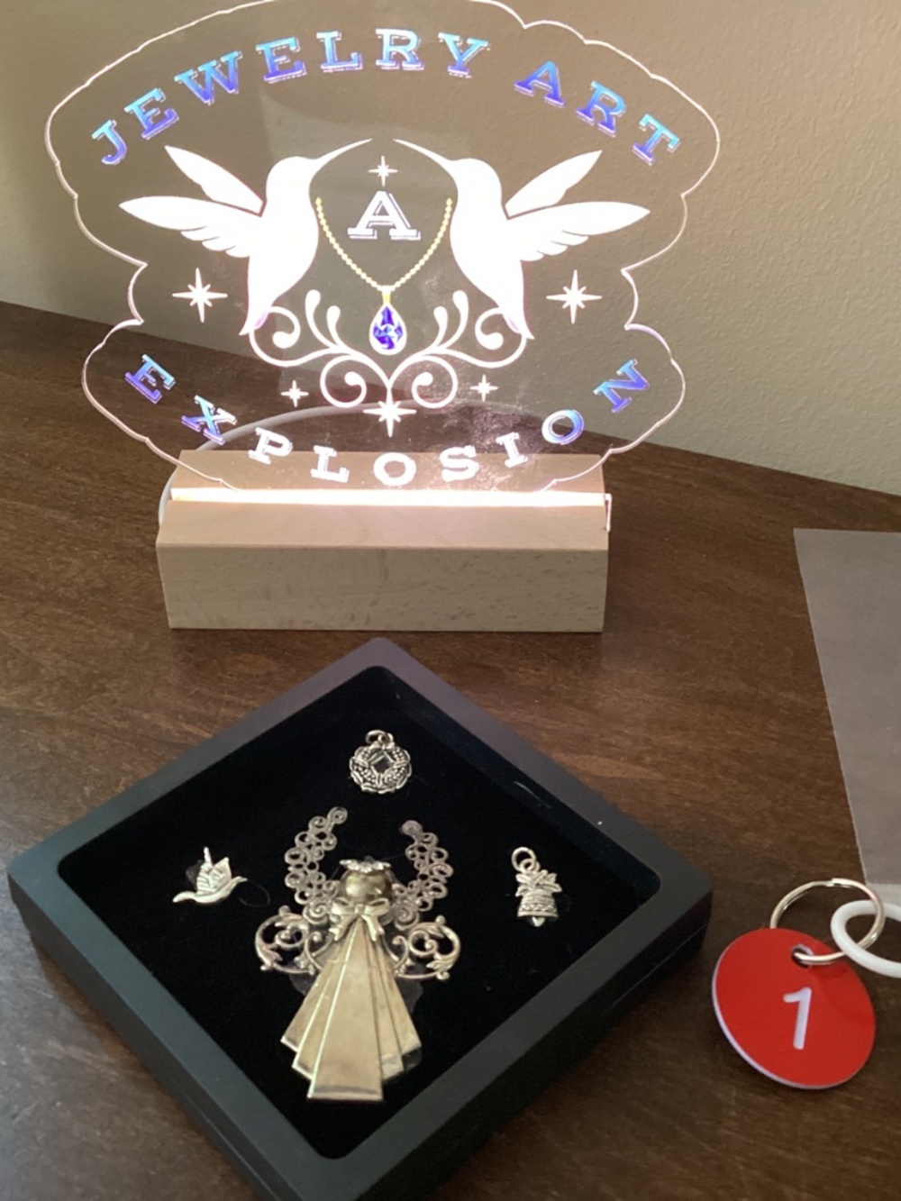 Handcrafted Jewelry Christmas tree silver tone angel reversible framed art - Picture 5 of 9